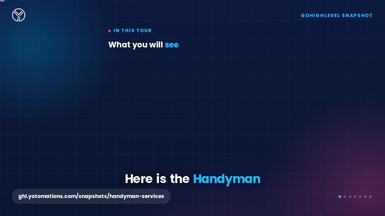 Handyman GoHighLevel snapshot, a quick tour