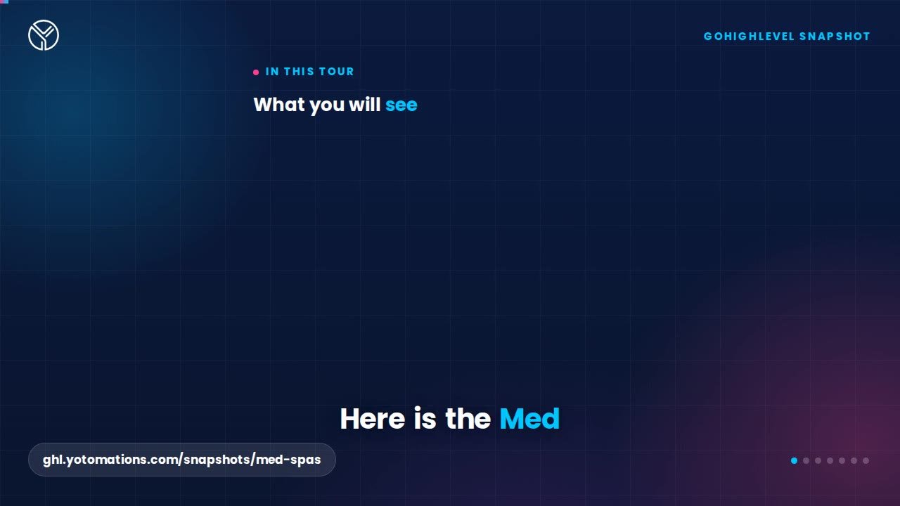 Med Spa GoHighLevel snapshot, a quick tour