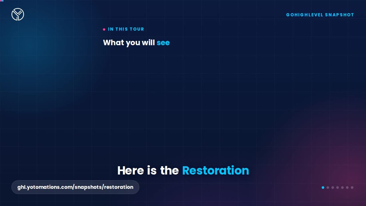 Restoration GoHighLevel snapshot, a quick tour